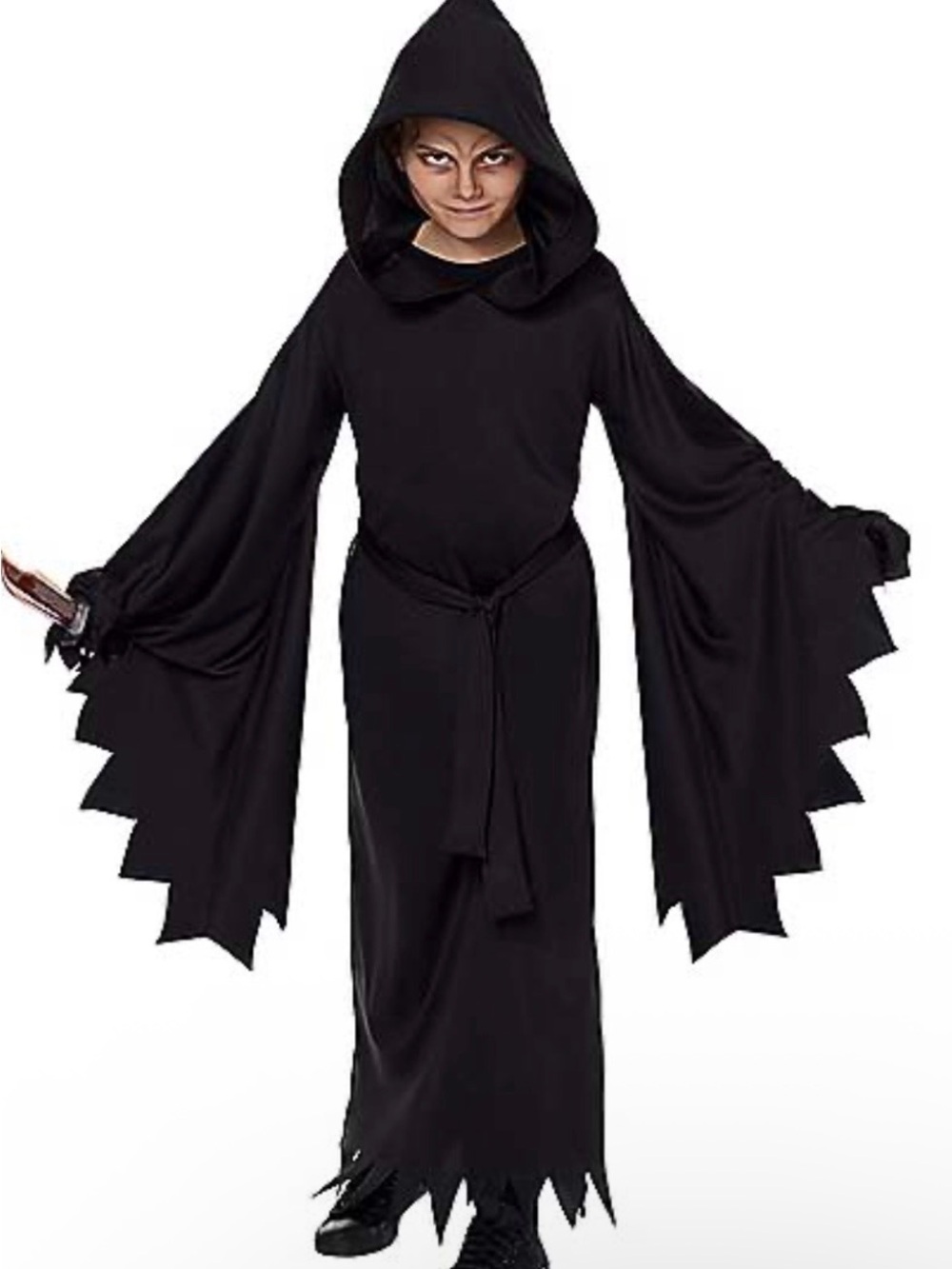 Halloween Spirit Black Hooded Scythe Robe Kids Costume